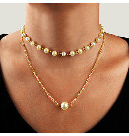 LCC0004 -  Gold, Pearl Multi Layer Necklace