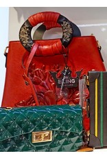 HBA0026 -  Red, Embroidered Flower Handbag