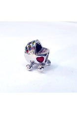 50313464 - Silver Pram with Multicolour Stones Charm