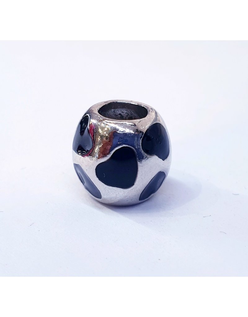 50313507 - Silver Ring with black hearts