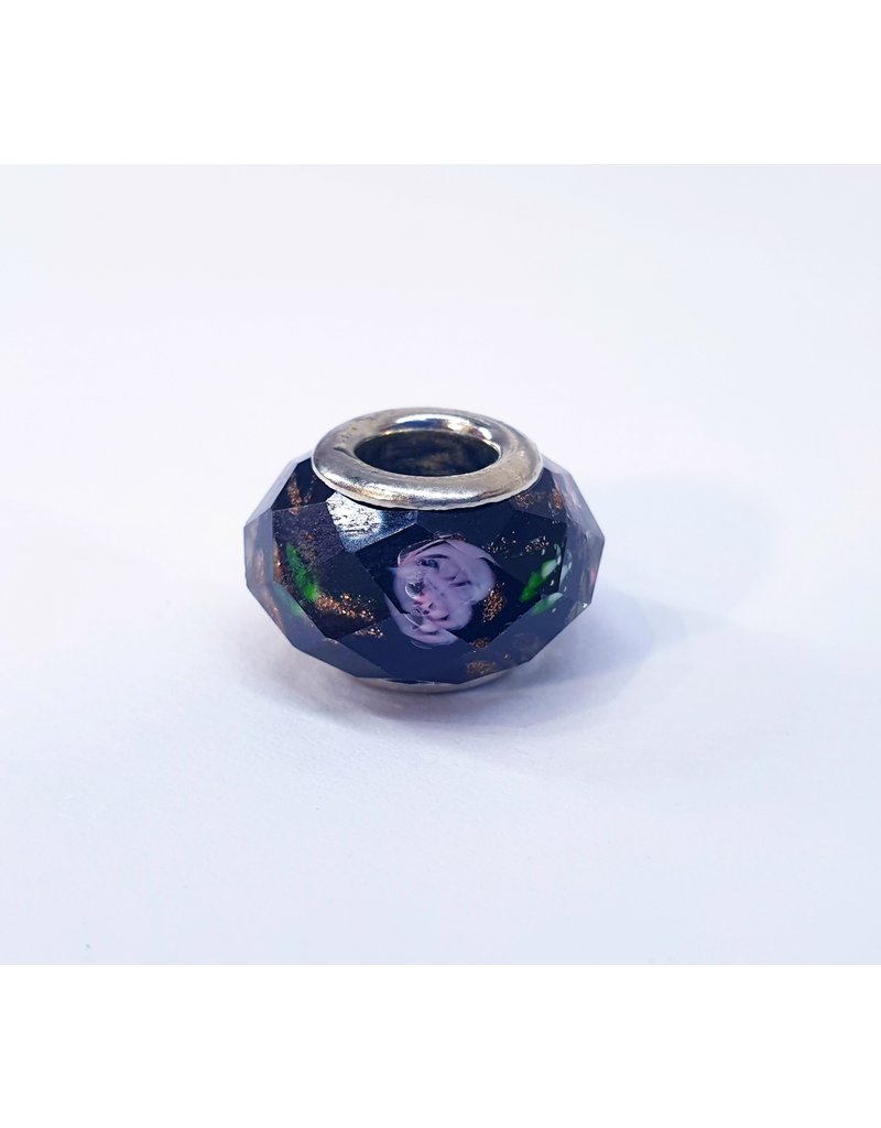 50313487 - Black , Green and Pink flower pattern Charm