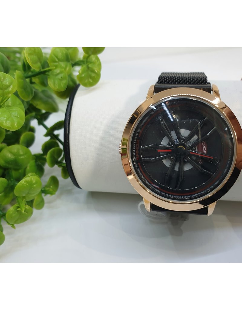 WTB0007- Rose Gold, Red, Spinner Black Watch