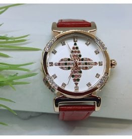 WTB0017- Red Rose Gold Watch