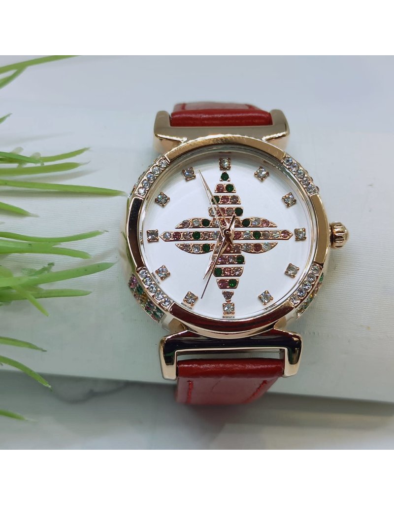 WTB0017- Red Rose Gold Watch