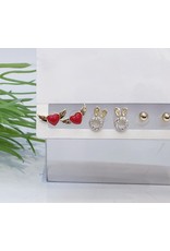 EMA0015 - Gold Bunny, Ball Stud, Heart Wings,  Multi-Pack Earring