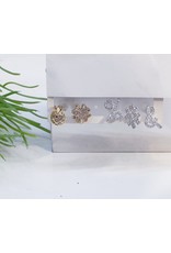 EMA0017 - Gold, Silver Flower, Pineapple, And, Hash,  Multi-Pack Earring