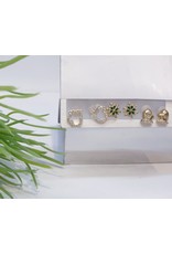 EMA0020 - Gold Boxing, Snowflake, Diamante, Emerald Green,  Multi-Pack Earring