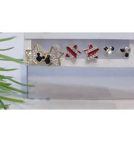 EMA0018 - Gold Star, Mickey Mouse,  Multi-Pack Earring