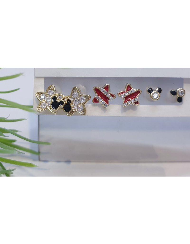 EMA0018 - Gold Star, Mickey Mouse,  Multi-Pack Earring