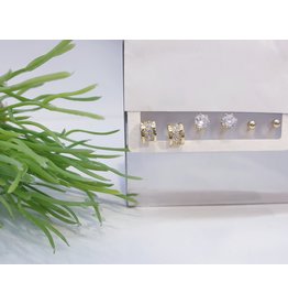 EMA0038 - Gold Diamante, Ball Stud, Semi Hoop,  Multi-Pack Earring