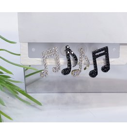 EMA0013 - Gold, Black Gold, Black, Music Notes,  Multi-Pack Earring