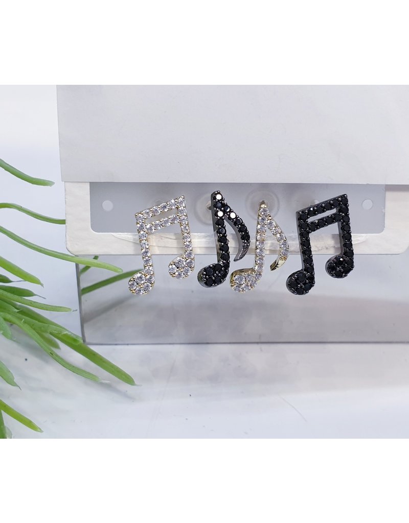 EMA0013 - Gold, Black Gold, Black, Music Notes,  Multi-Pack Earring