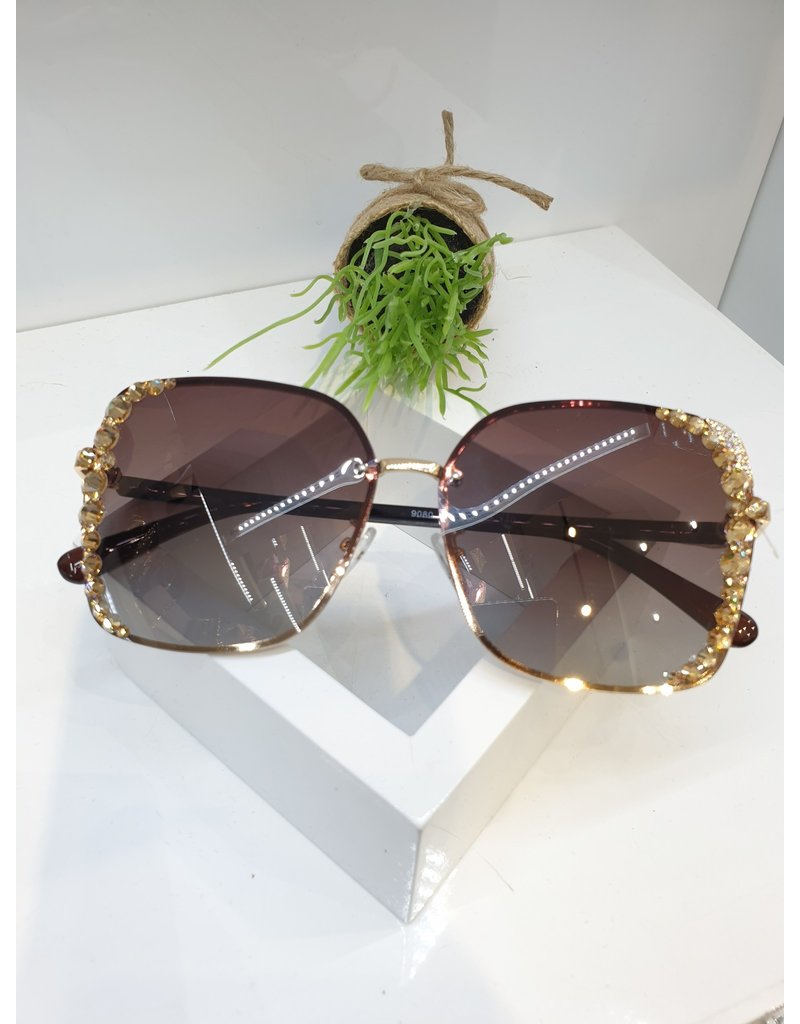 SNA0011- Gold  Bow Frameless Black Sunglasses