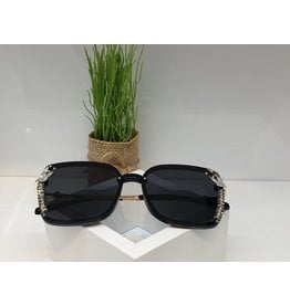 SNA0016- Silver Leaves Frameless Black GoldSunglasses