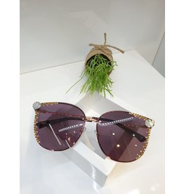 SNA0050- Gold Mother Of Pearl Frameless Bronze Sunglasses