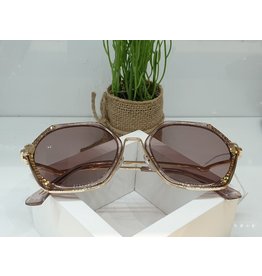 SNA0054- Gold Rectangulal Stone Sunglasses