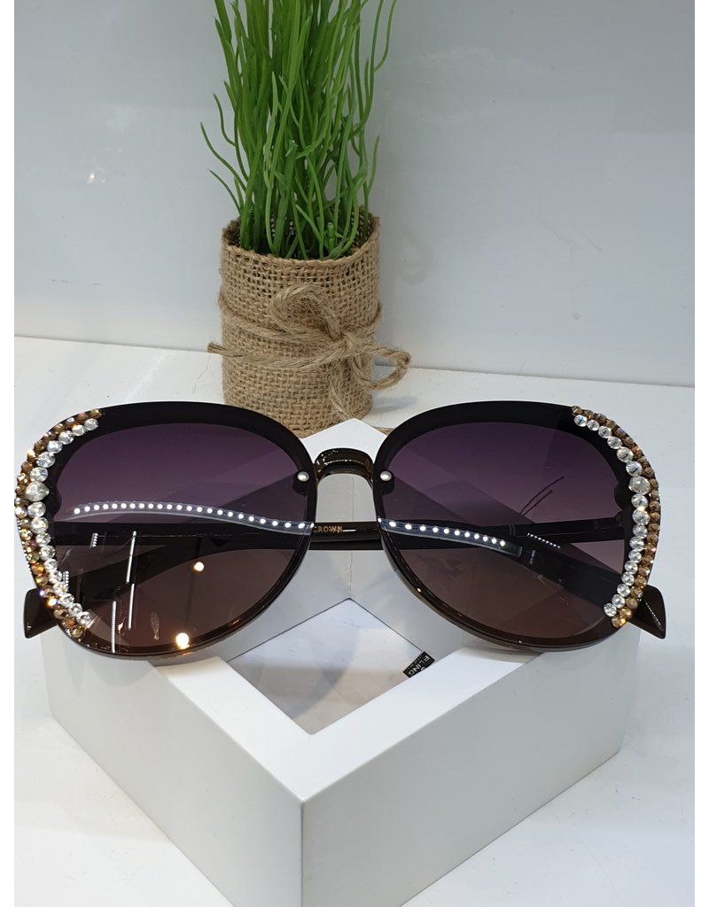 SNA0114- Silver Gold Frameless Brown Sunglasses