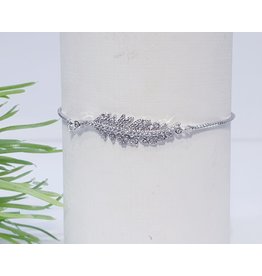 Bjf0001 - Silver Leaf Adjustable Bracelet