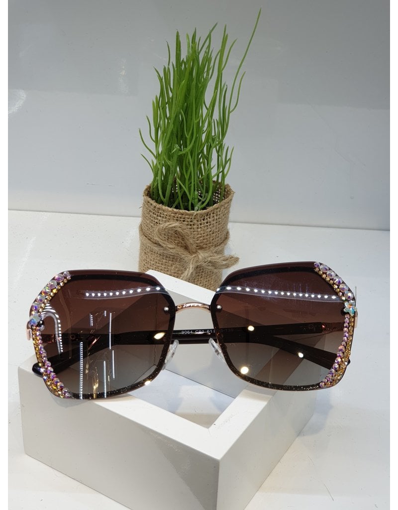 SNA0117- Gold Mother Of Pearl Frameless Rose Gold BrownSunglasses