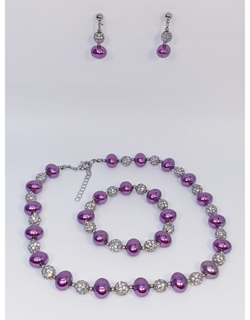 BSF0008 - Silver,  Ball Bracelet Set