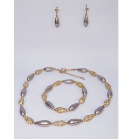 BSF0010 - Rose Gold, Teardrop, Caramel Ball Bracelet Set