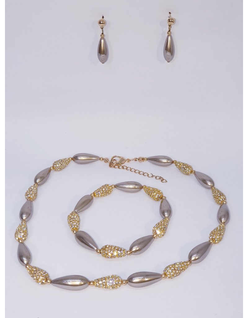 BSF0010 - Rose Gold, Teardrop, Caramel Ball Bracelet Set