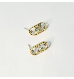 ERH0147 - Gold Oval With Star Earring