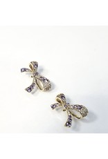 ERH0262 - Gold Purple Bow  Earring