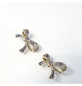 ERH0262 - Gold Purple Bow  Earring