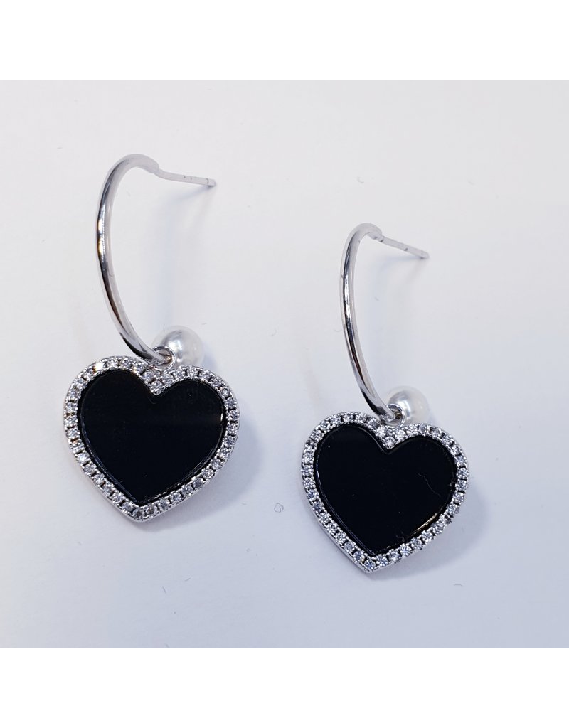 ERH0315 - Silver Black  Earring