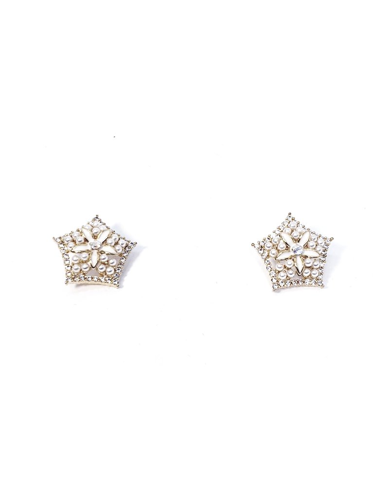 ERH0328 - Gold Pearl Hexagon  Earring