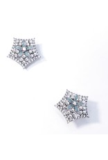 ERH0329 - Silver Pearl Hexagon  Earring