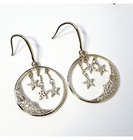 ERH0374 - Gold Star Moon Drop  Earring