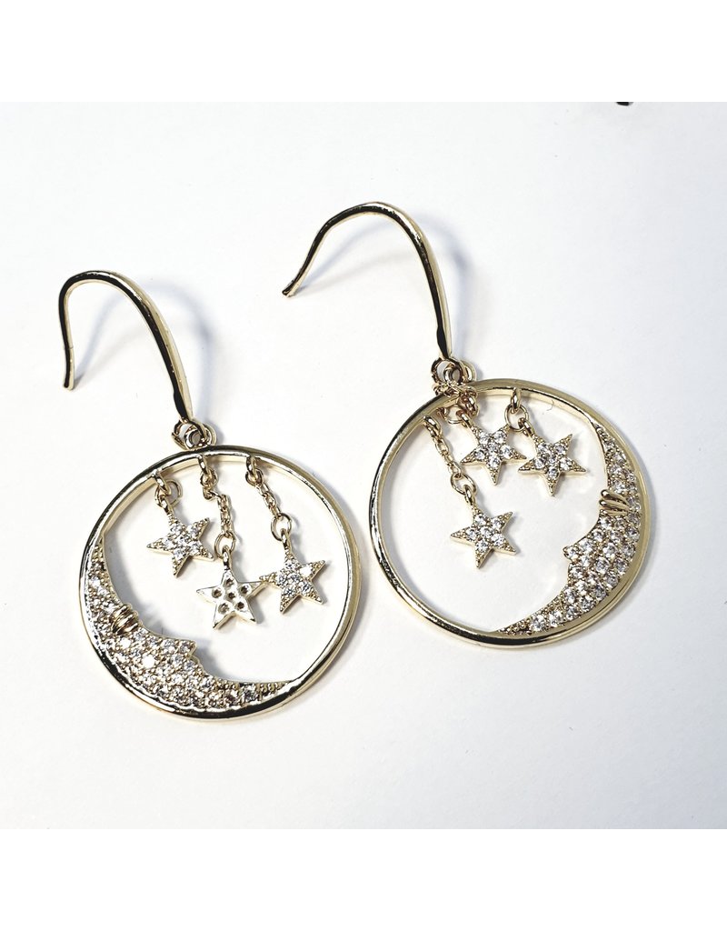 ERH0374 - Gold Star Moon Drop  Earring