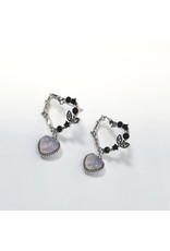 ERH0375 - Silver Lilac Hearts  Earring