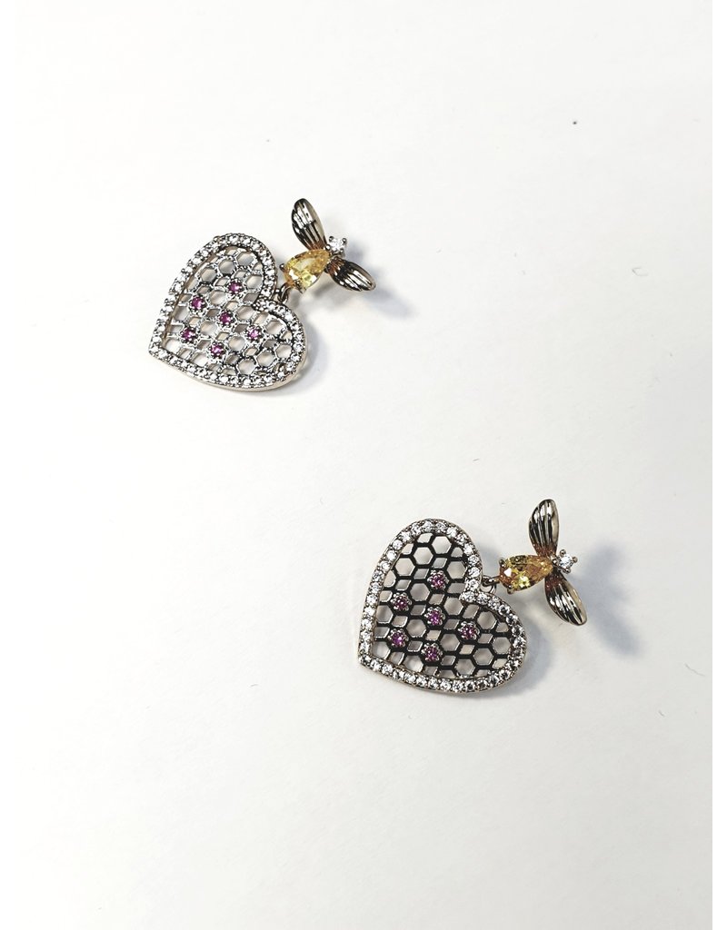 ERH0401 - Silver Yellow Heart Butterfly Earring