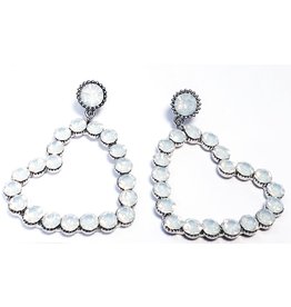 ERH0022 - Pewter White, Heart Earring