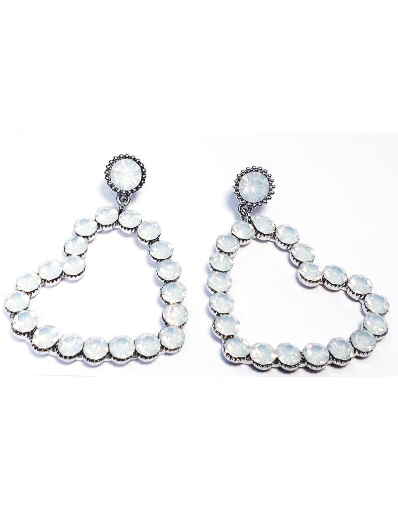 ERH0022 - Pewter White, Heart Earring