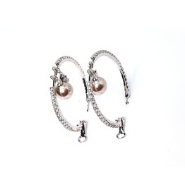 ERH0031 - Silver Hoop, Pearl,  Earring
