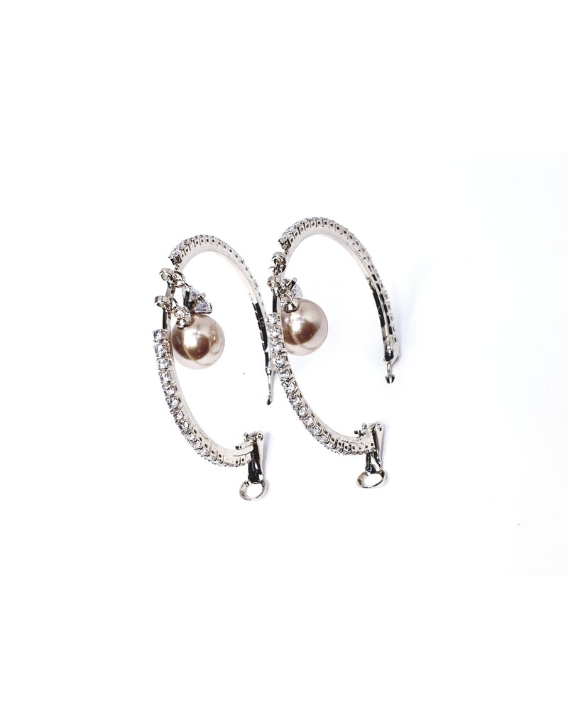 ERH0031 - Silver Hoop, Pearl,  Earring