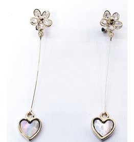 ERH0034 - Gold Flower, Heart,  Earring
