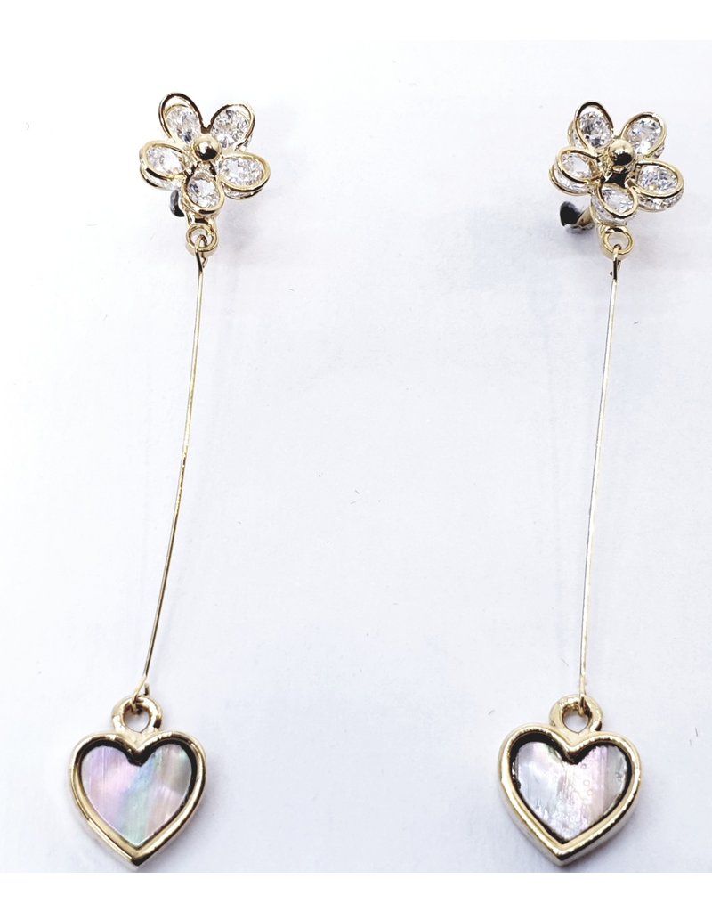 ERH0034 - Gold Flower, Heart,  Earring