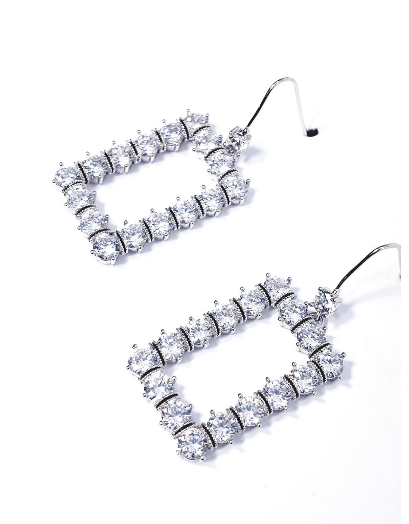 ERH0046 - Silver Drop Rectangle,  Earring