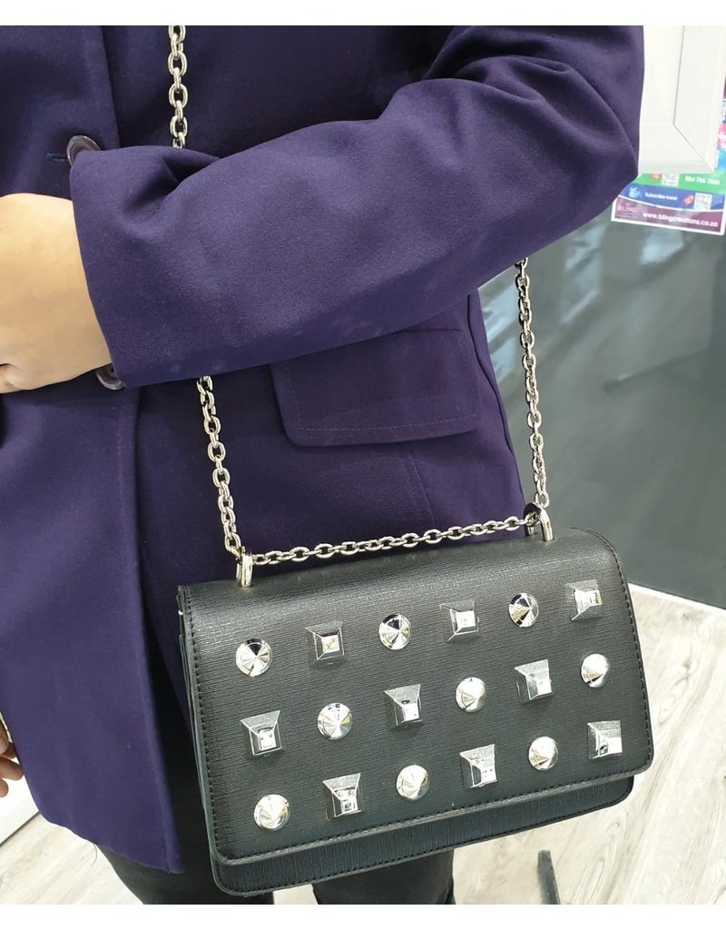 20260013 -Black Studded Clutch