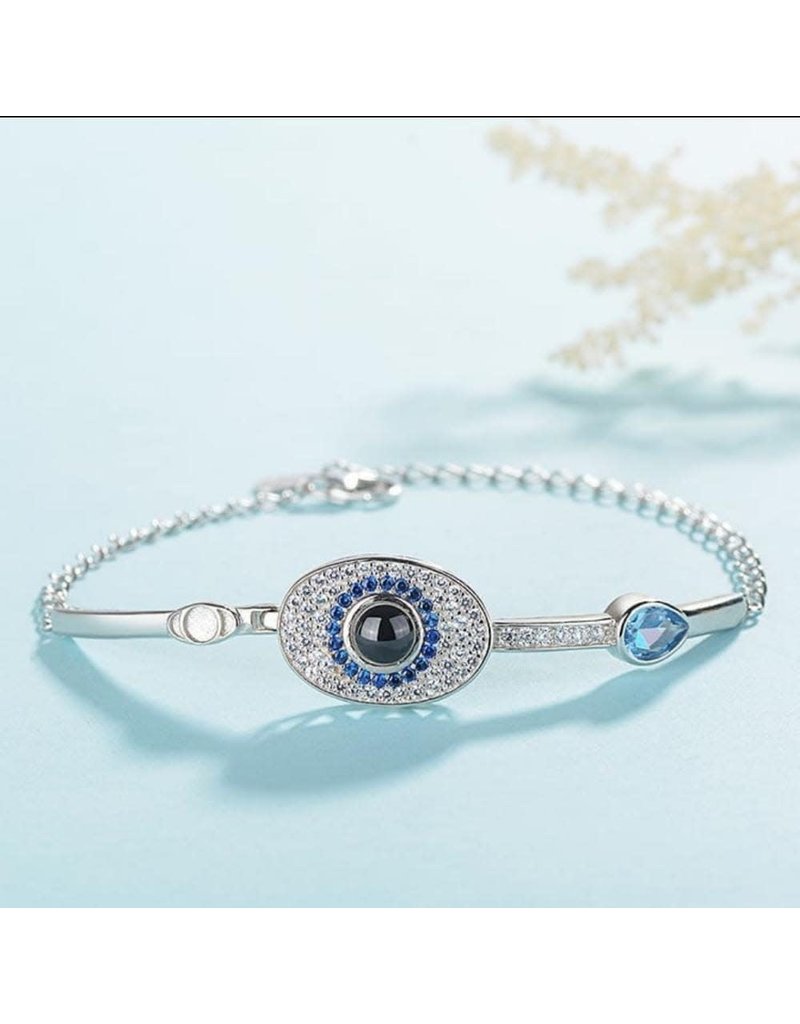 EEA0003 - Silver Evil Eye Bangle