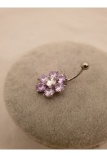 BLA0013-Silver,Lilac Belly Ring