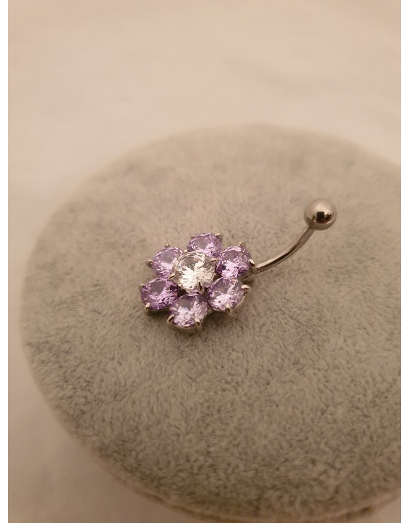 BLA0013-Silver,Lilac Belly Ring