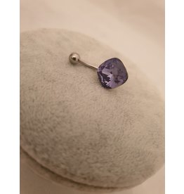 BLA0016-Silver,Purple Belly Ring