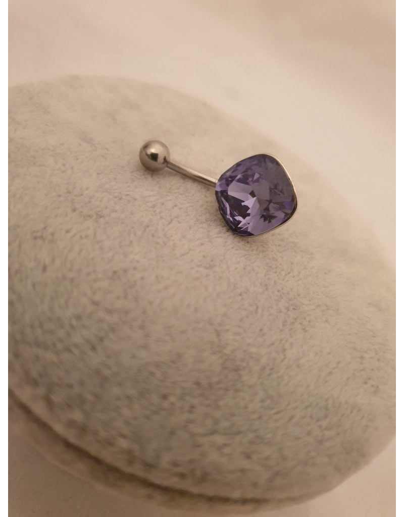 BLA0016-Silver,Purple Belly Ring
