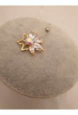 BLA0030-Gold,Flower Belly Ring